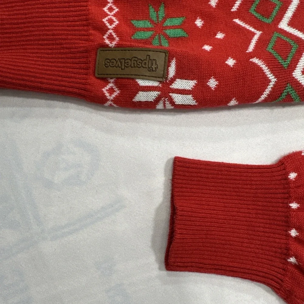 Tipsy Elves Ugly Christmas Sweater Men's XL Quarter Zip Red Green Naughty